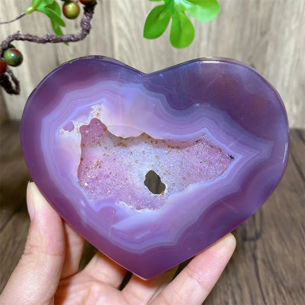 Pink Agate Druzy Heart-ToShay.org