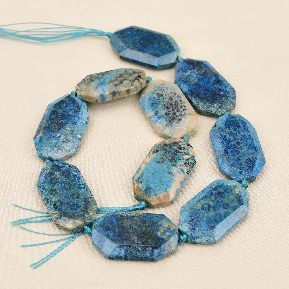 Blue Chrysanthemum Coral Beads-ToShay.org