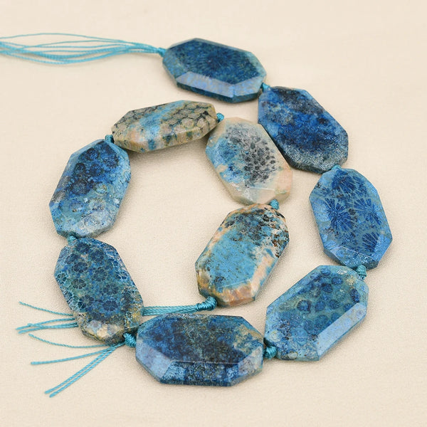 Blue Chrysanthemum Coral Beads-ToShay.org