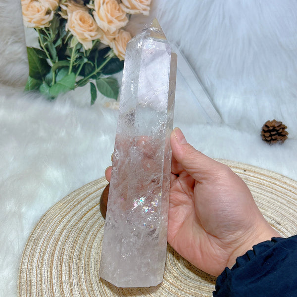 Clear Rainbow Quartz Crystal Tower-ToShay.org