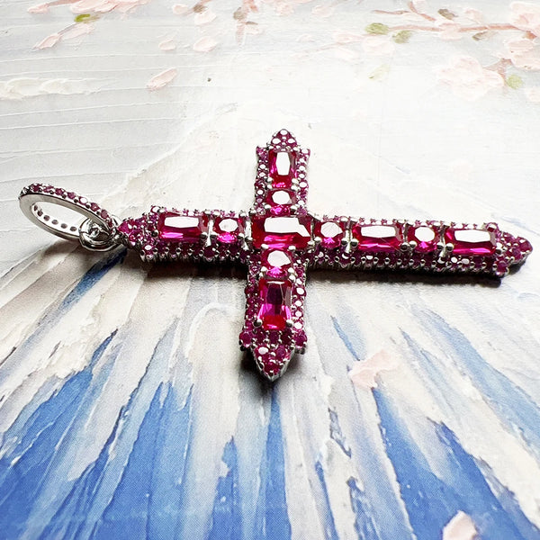 Pink Rose Stone Cross-ToShay.org