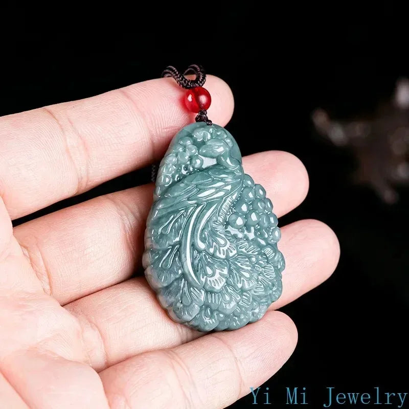 Blue Jade Water Peacock Pendant-ToShay.org