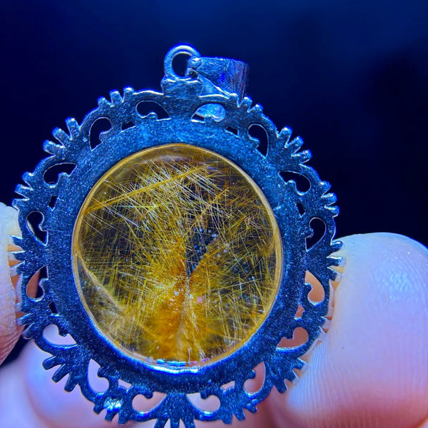 Gold Rutilated Quartz Pendant-ToShay.org