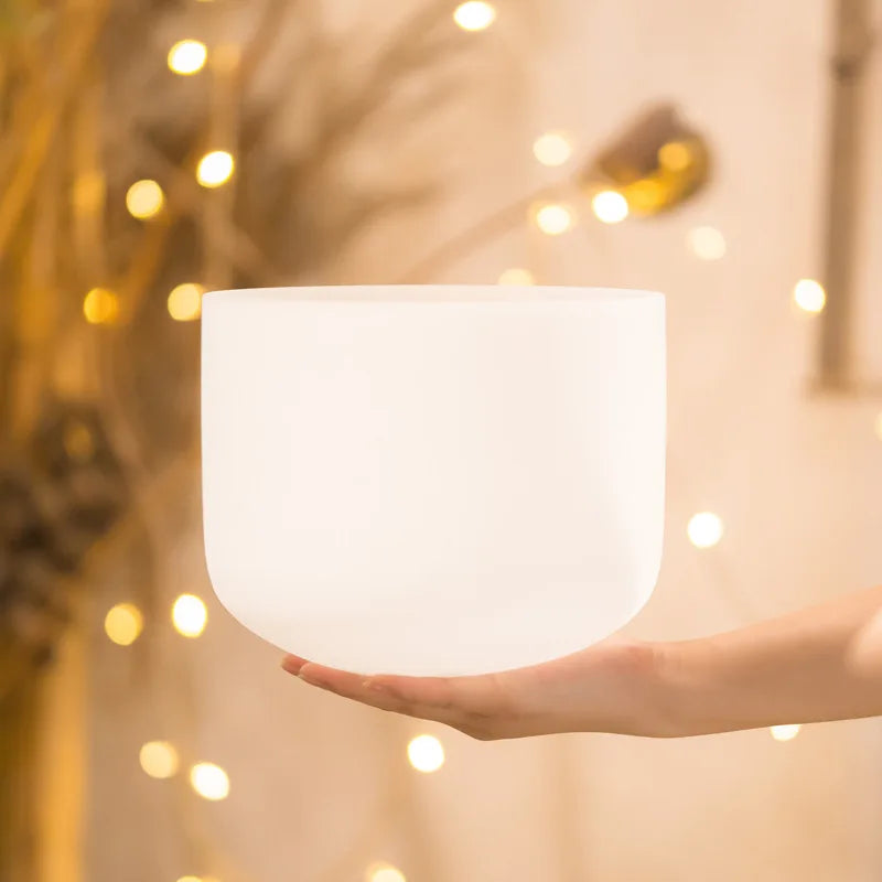 White Frosted Crystal Singing Bowl-ToShay.org