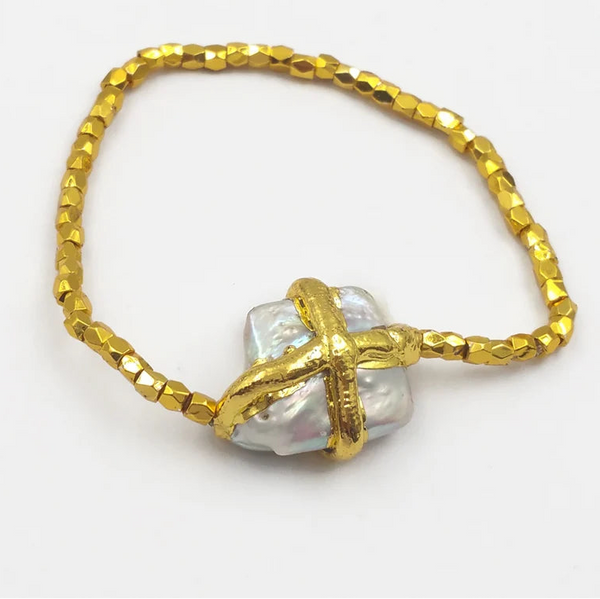 White Pearl Chain Bracelet-ToShay.org