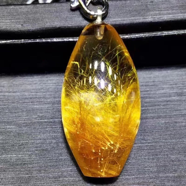 Gold Rutilated Quartz Pendant-ToShay.org
