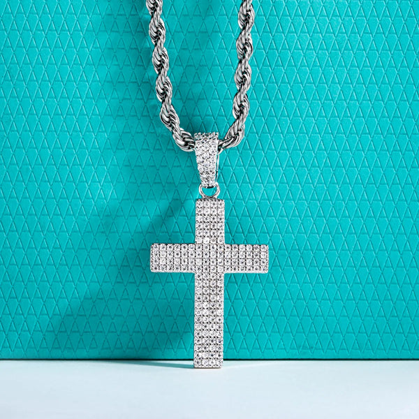 Silver Crystal Cross Pendant-ToShay.org