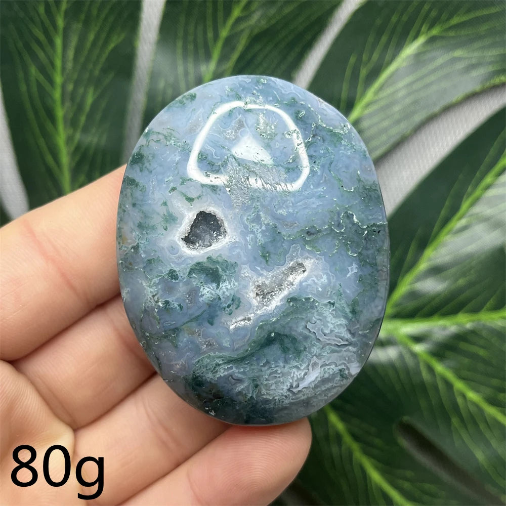 Green Moss Agate Palm Stone-ToShay.org