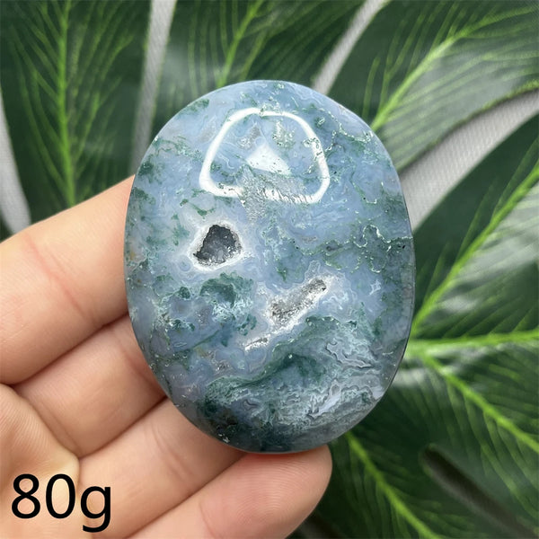 Green Moss Agate Palm Stone-ToShay.org