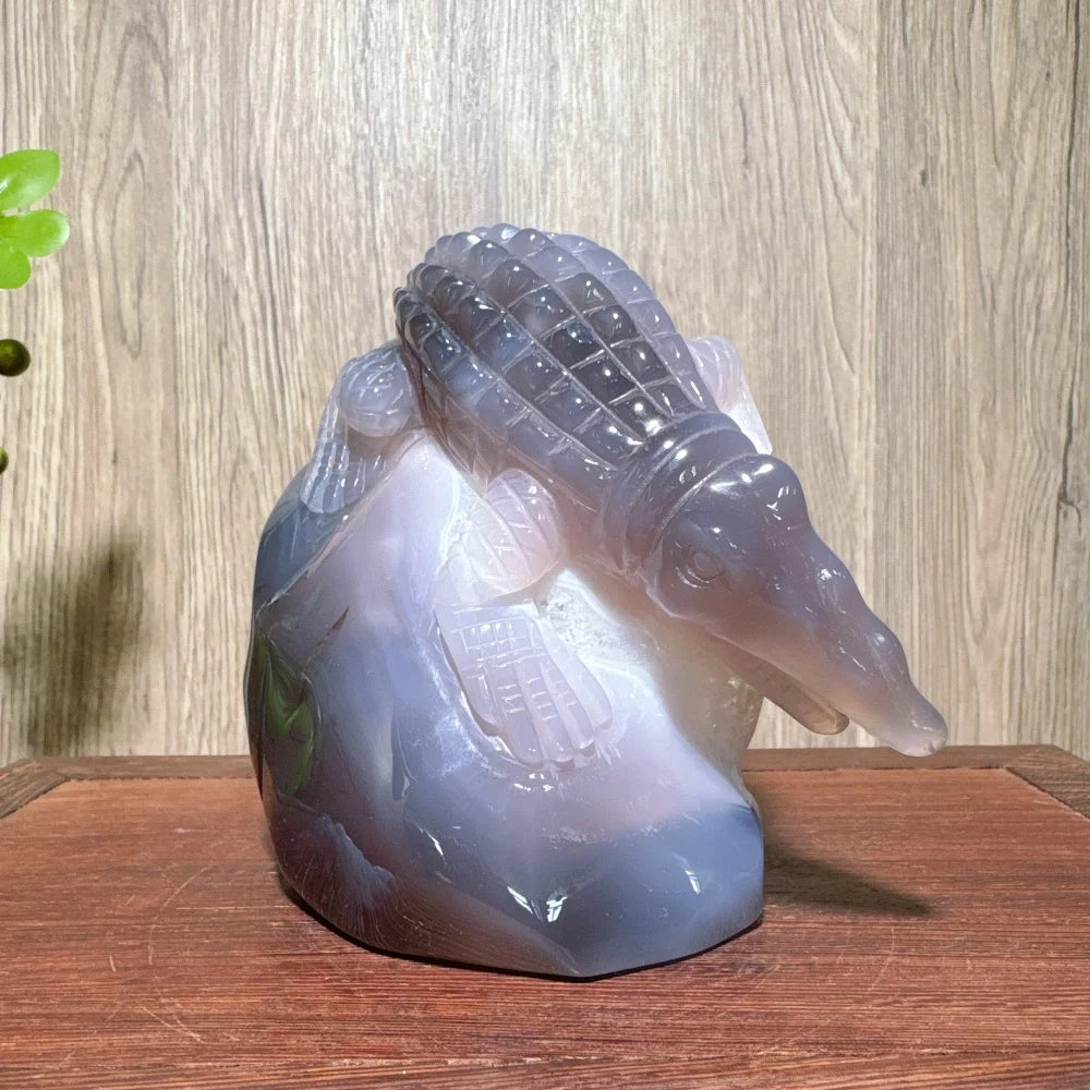 Grey Agate Geode Crocodile-ToShay.org