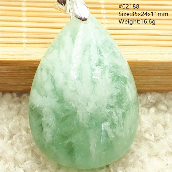 Green Feather Fluorite Pendant-ToShay.org