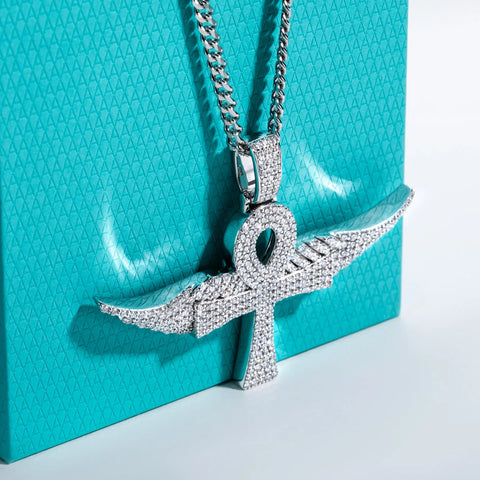 Silver Diamond Ankh Pendant-ToShay.org