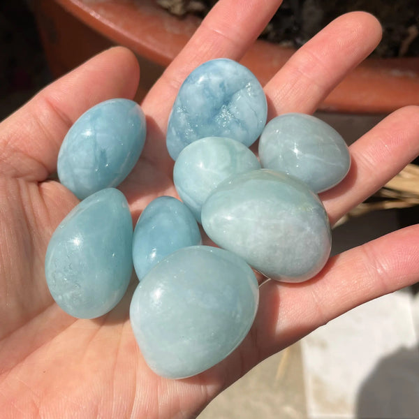 Blue Aquamarine Tumbled Stones-ToShay.org