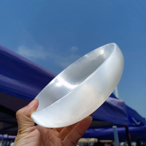 White Selenite Bowl-ToShay.org