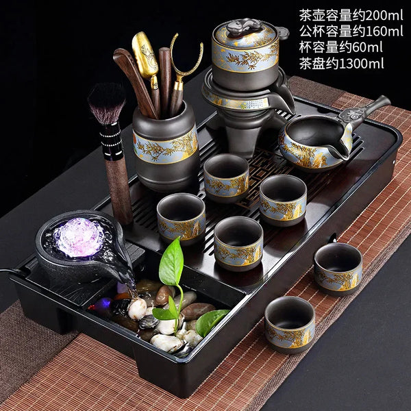 Black Ceramic Rotation Tea Sets-ToShay.org