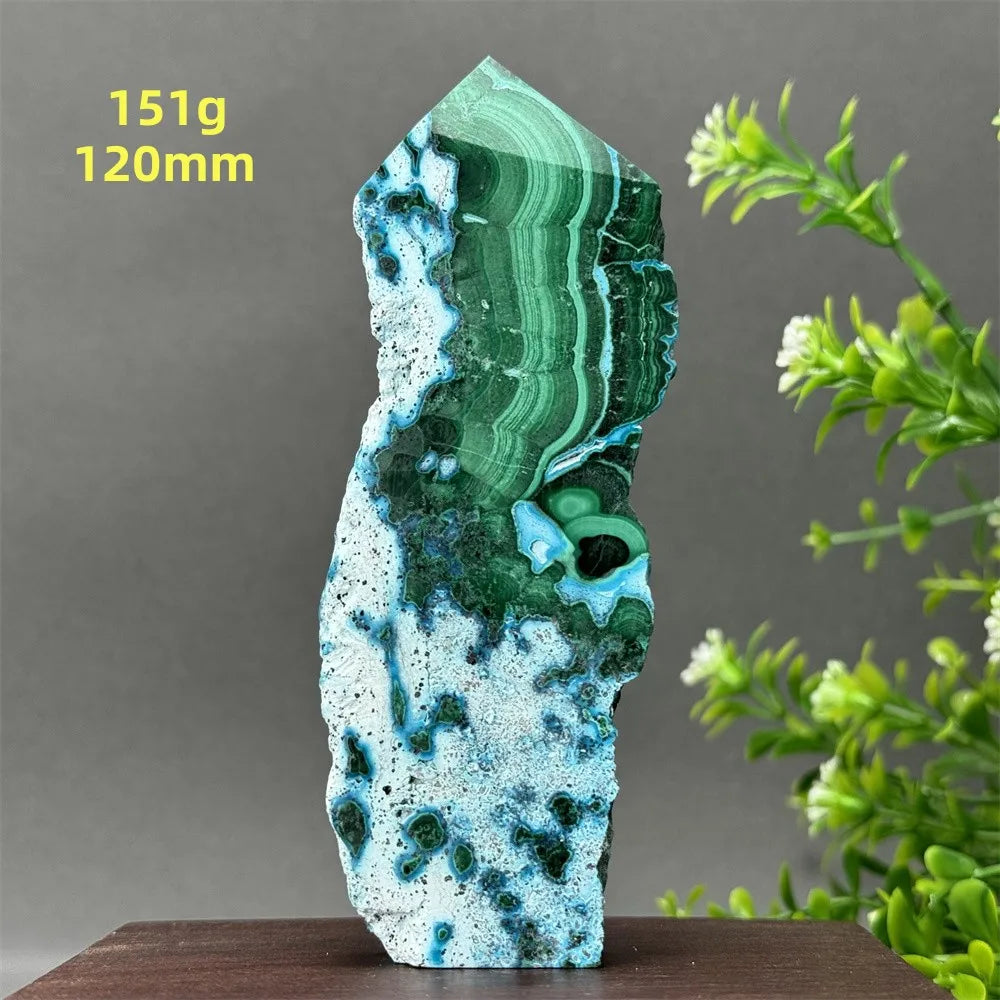 Blue Chrysocolla Malachite Point-ToShay.org