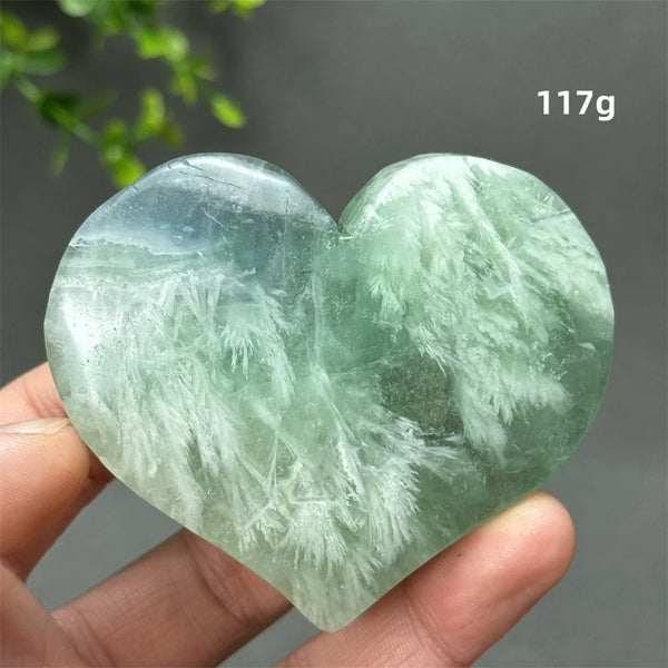 Green Feather Fluorite Heart-ToShay.org