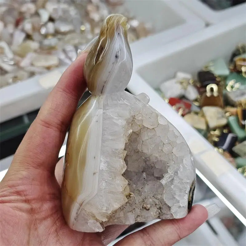 Yellow Agate Geode Bird-ToShay.org
