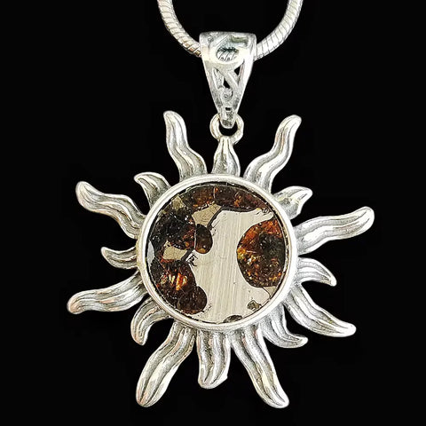 Olive Meteorite Silver Pendant-ToShay.org