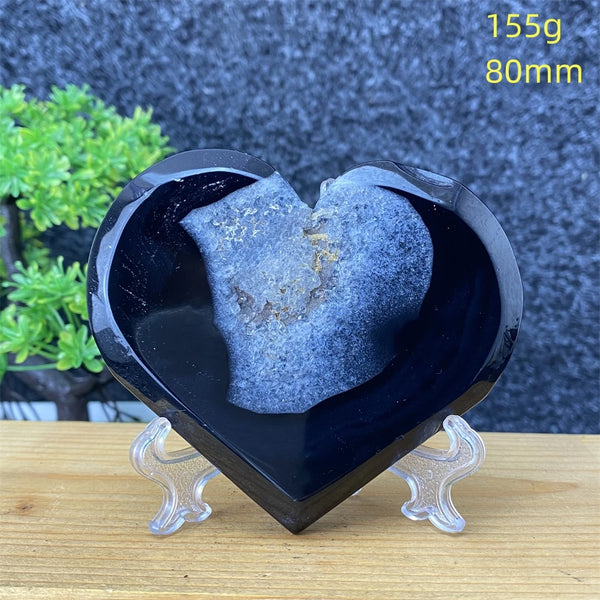 Black Agate Geode Heart-ToShay.org