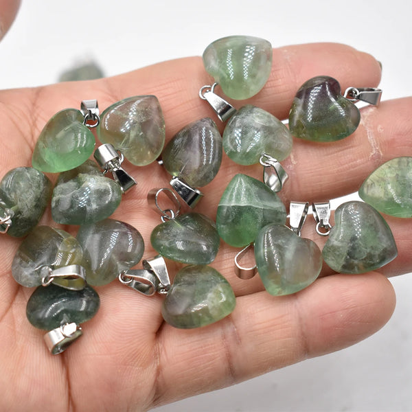 Green Fluorite Heart Pendants-ToShay.org
