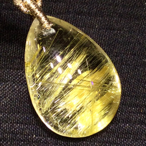 Gold Rutilated Quartz Pendant-ToShay.org