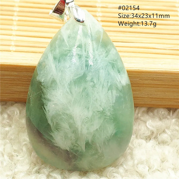 Green Feather Fluorite Pendant-ToShay.org
