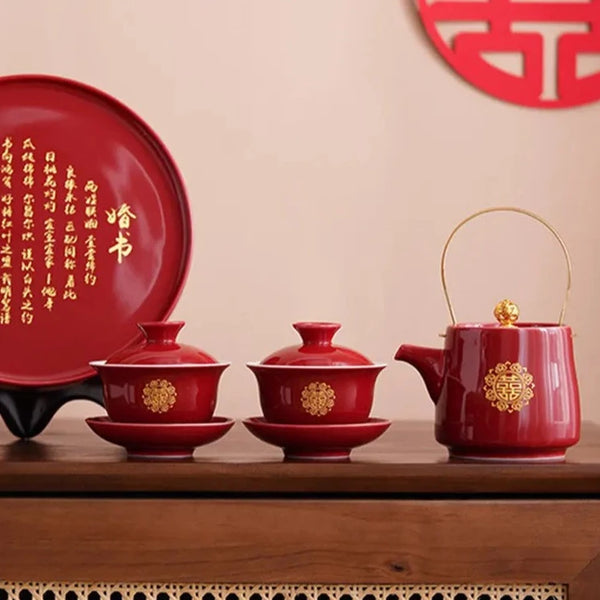 Red Ceramic Tea Sets-ToShay.org