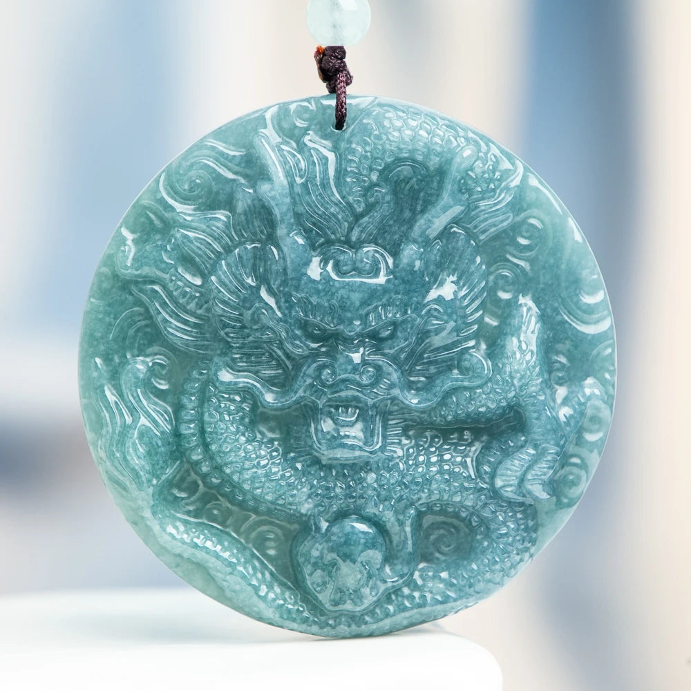 Blue Jade Dragon Pendant-ToShay.org