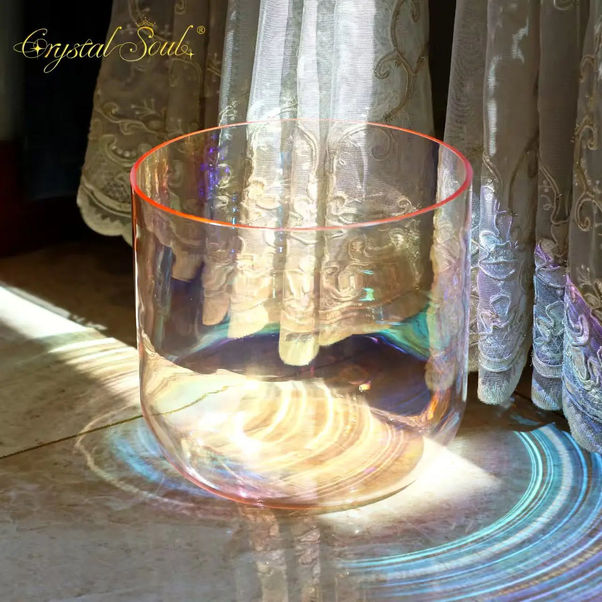 Yellow Aurora Crystal Singing Bowl-ToShay.org