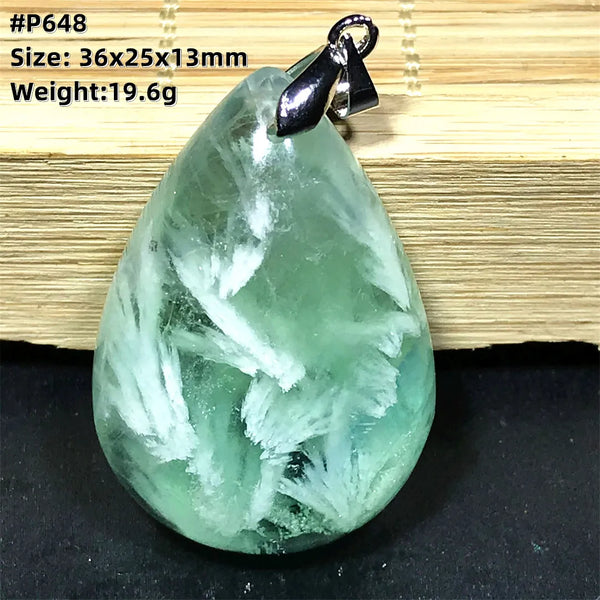 Green Feather Fluorite Pendant-ToShay.org