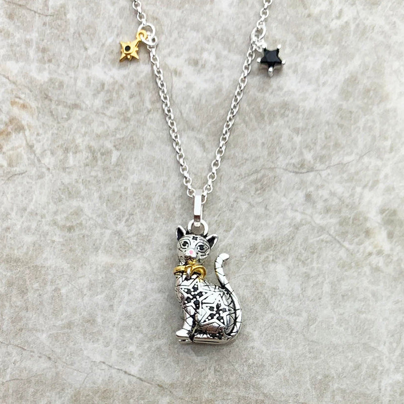 Silver Cat Pendant Necklace-ToShay.org