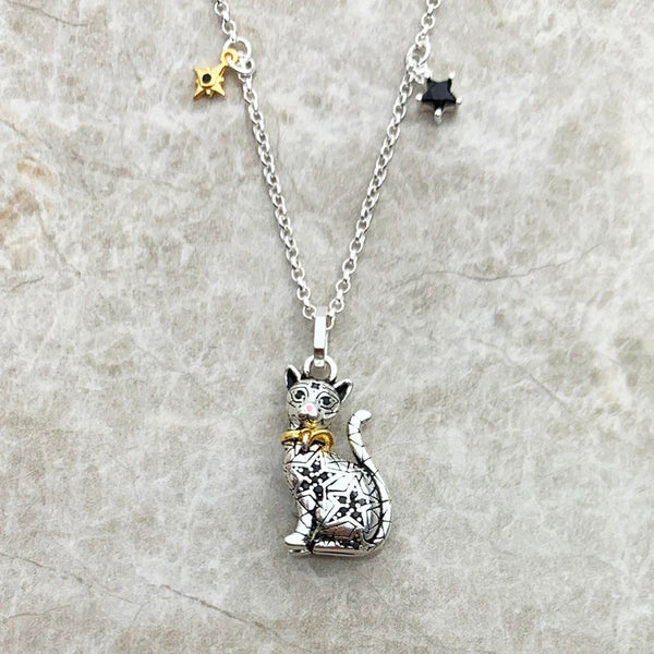 Silver Cat Pendant Necklace-ToShay.org