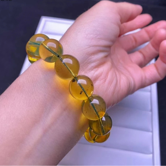 Blue Amber Bead Bracelet-ToShay.org