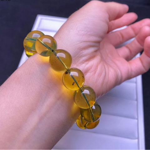 Blue Amber Bead Bracelet-ToShay.org