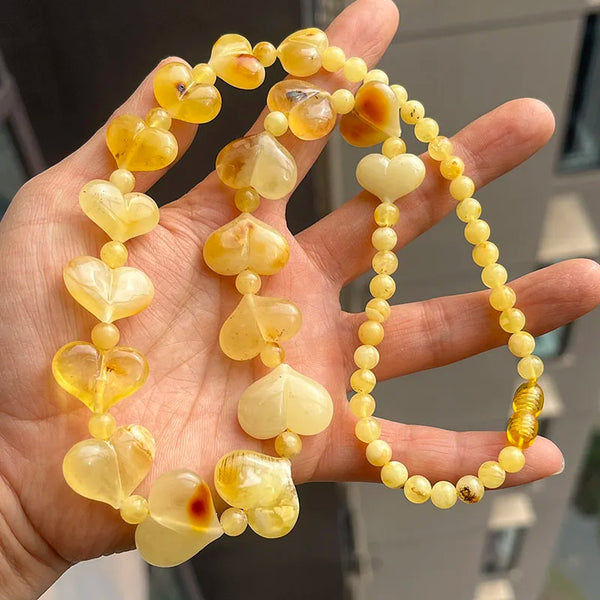 Yellow Amber Heart Bracelets-ToShay.org