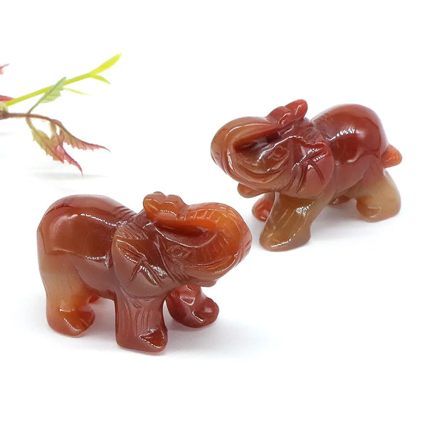 Red Agate Carved Elephant-ToShay.org
