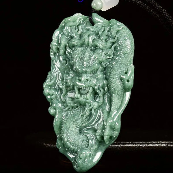 Green Jadeite Dragon Pendant-ToShay.org