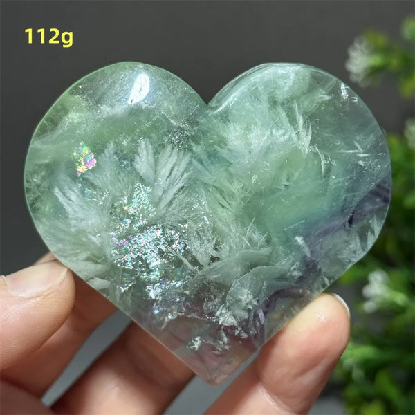Green Feather Fluorite Heart-ToShay.org