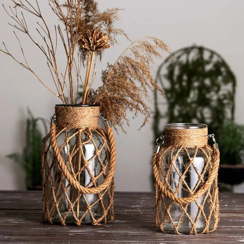 Braided Twine Glass Vase-ToShay.org