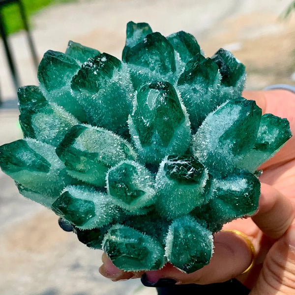 Green Quartz Crystal Cluster-ToShay.org