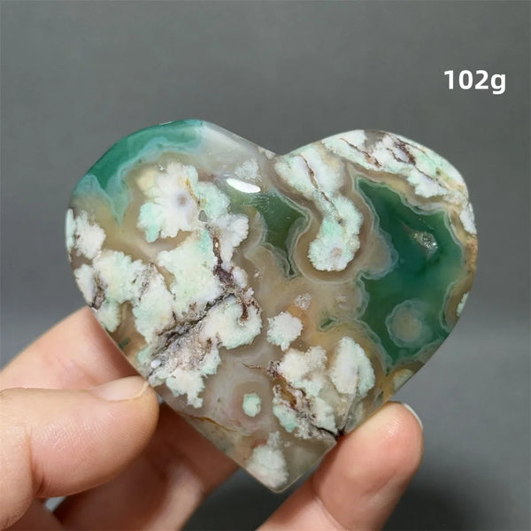 Green Sakura Agate Heart-ToShay.org