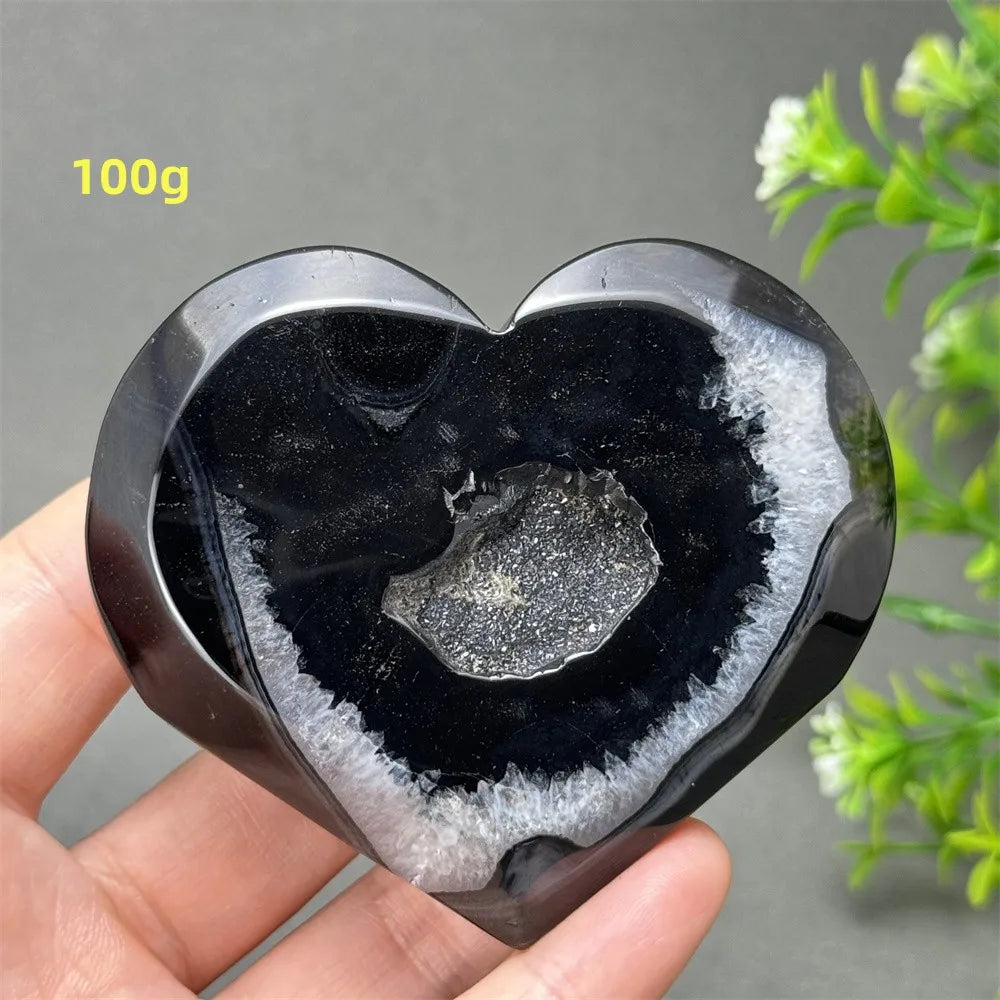Black Agate Geode Heart-ToShay.org