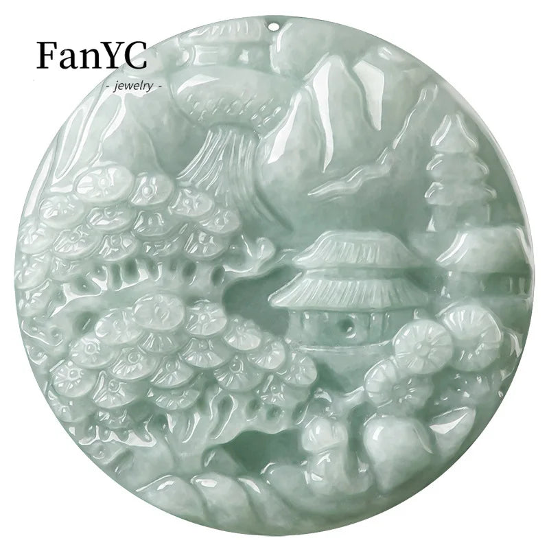 Blue Jadeite Landscape Pendant-ToShay.org