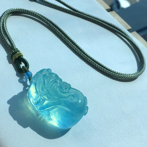 Blue Aquamarine Pixiu Necklace-ToShay.org