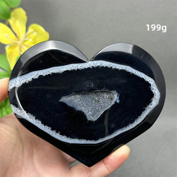 Black Agate Crystal Heart-ToShay.org