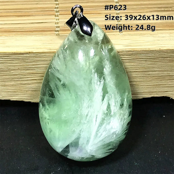 Green Feather Fluorite Pendant-ToShay.org