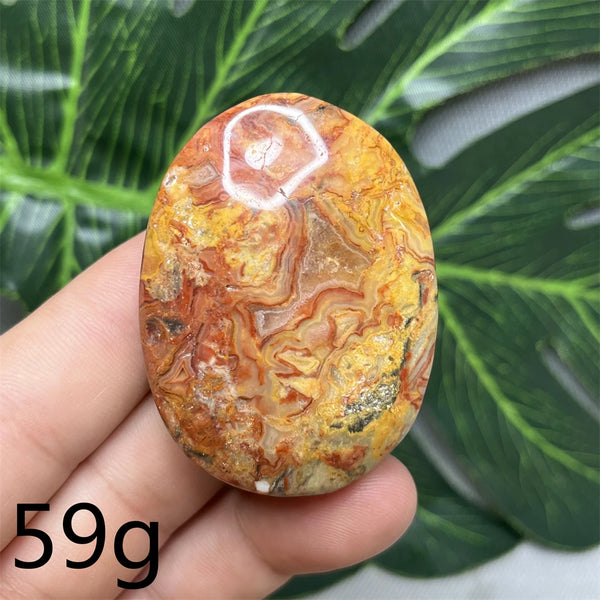 Yellow Crazy Agate Palm Stone-ToShay.org