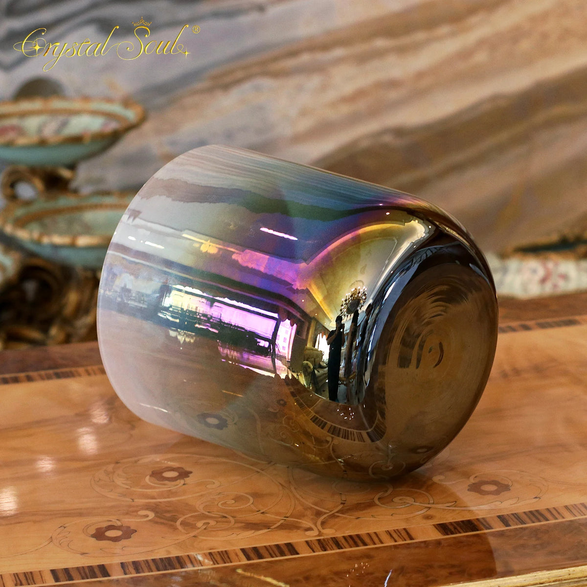 Blue Green Crystal Singing Bowl-ToShay.org