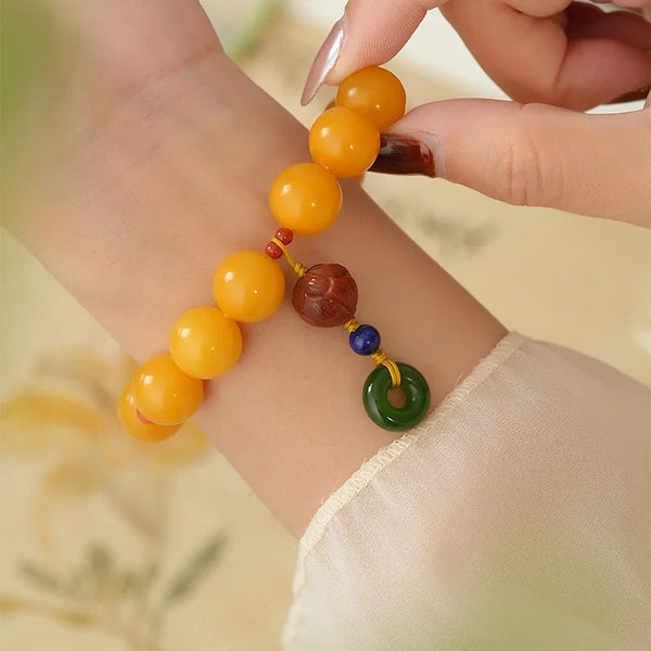 Yellow Amber Bead Bracelet-ToShay.org